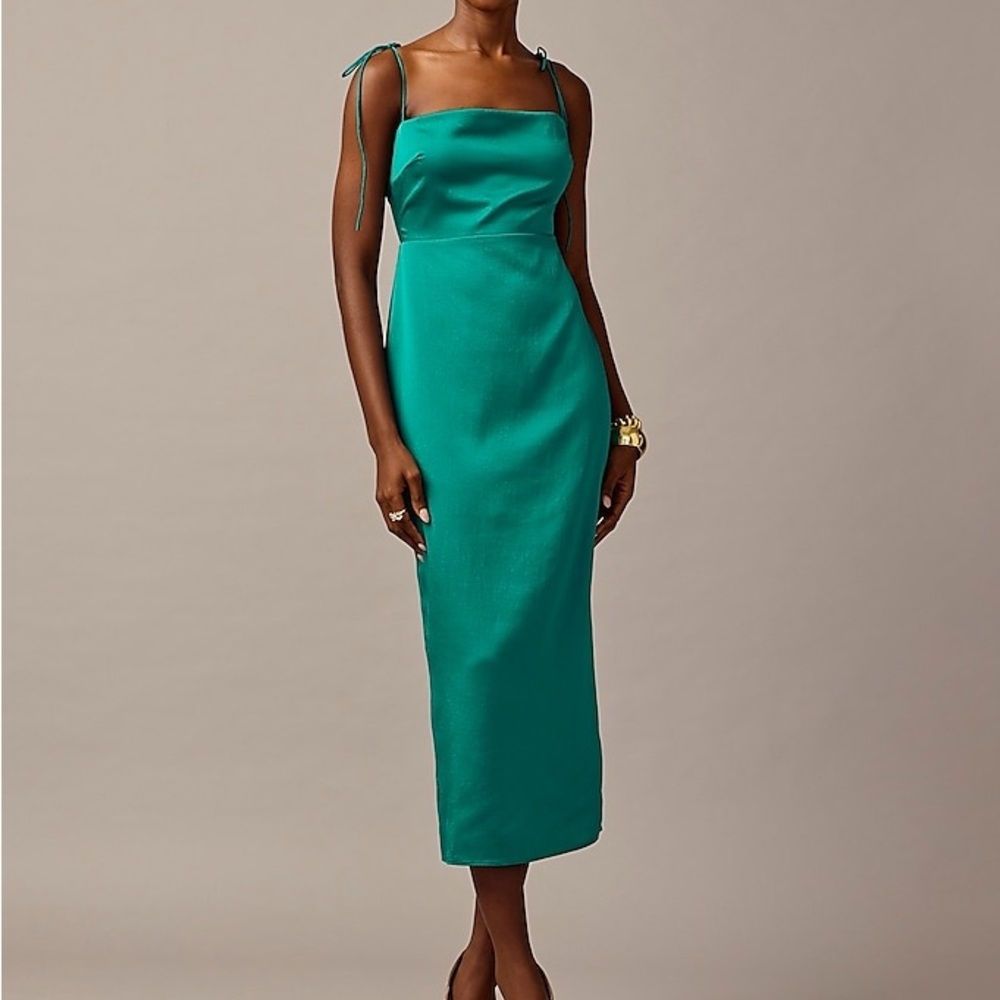 NEW / J.crew Collection tie-strap midi dress in textured satin